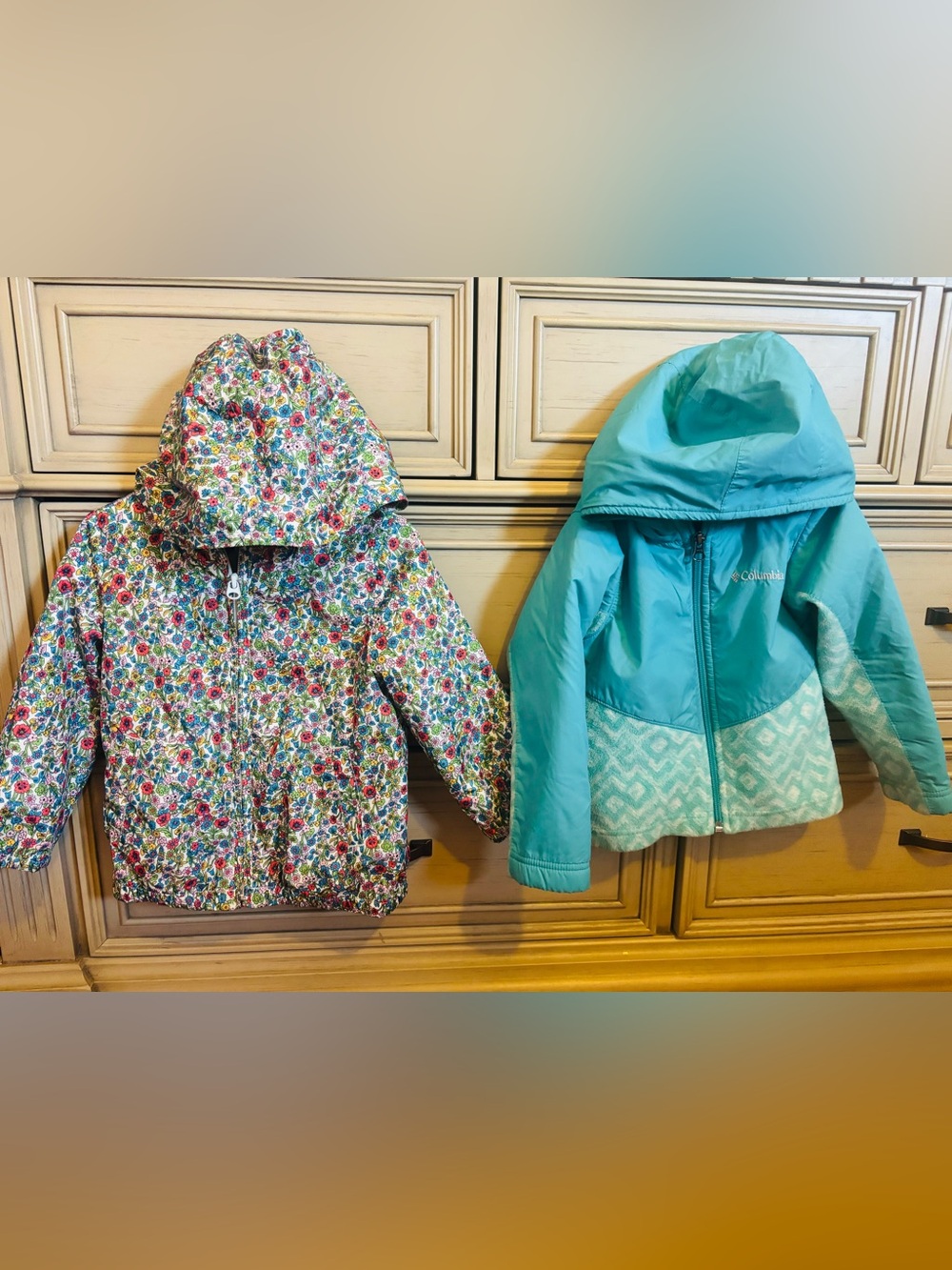 Columbia Kids Turquoise Hooded Fleece and Gap Baby Rain Jacket
